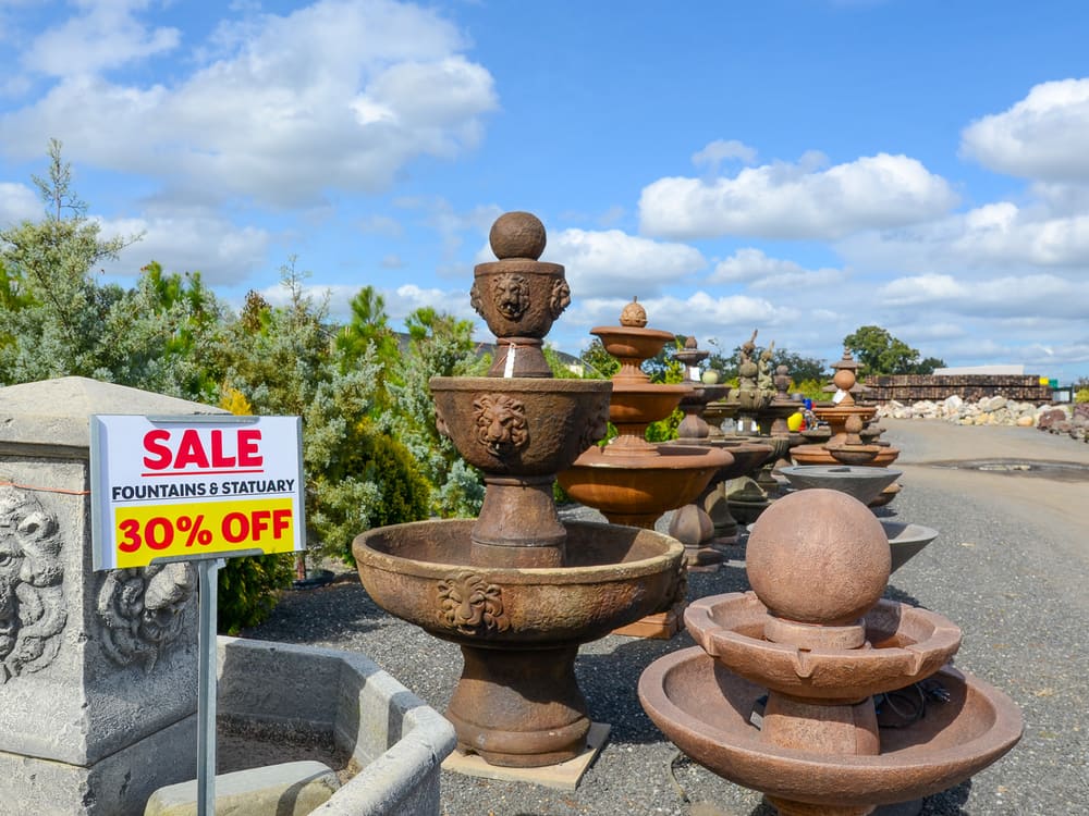 30% off fountains and statuary promotion