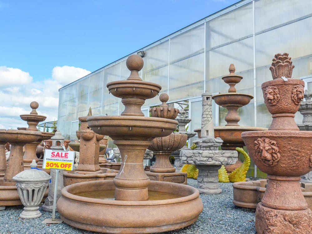 Fountains and statuary in the garden center