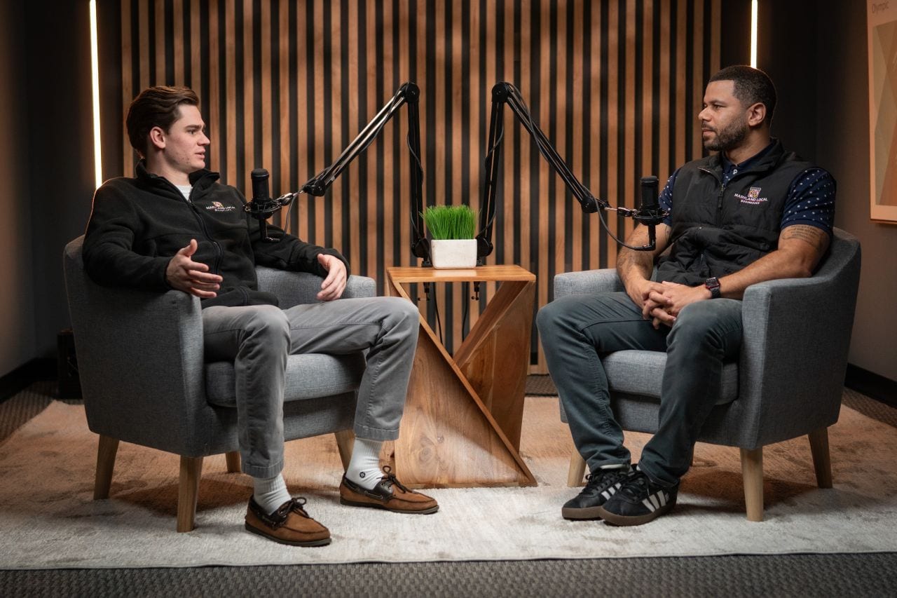 Conor Edwards recording the Maryland Local Businesses podcast