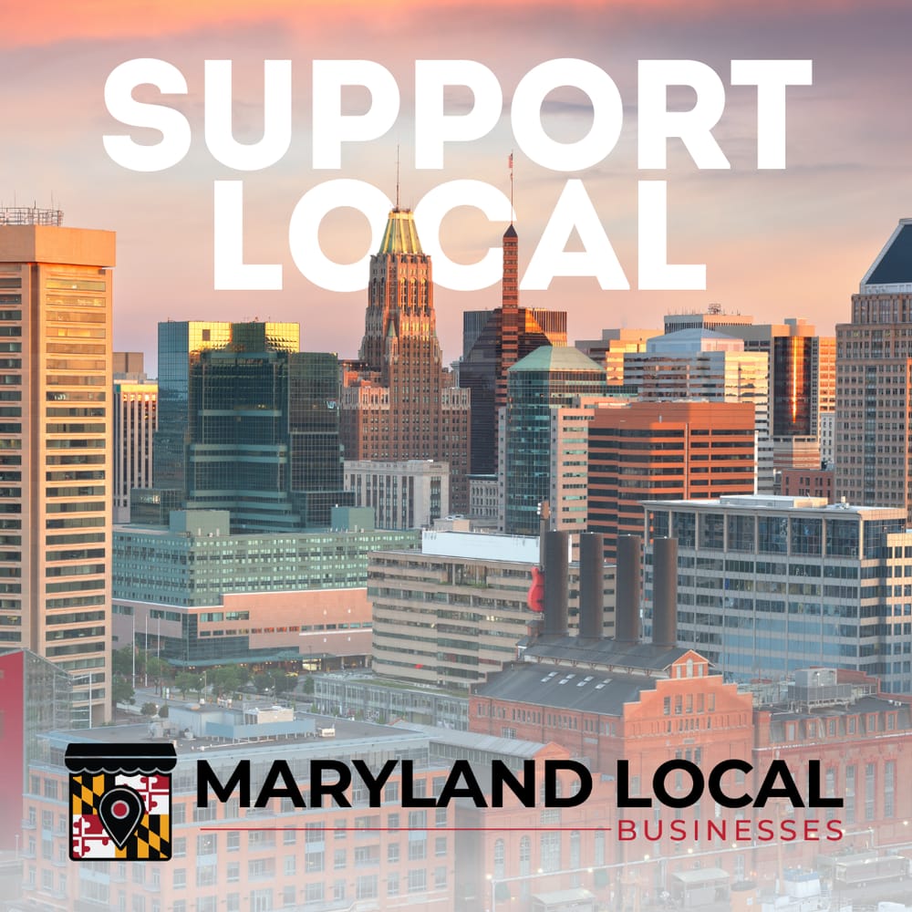 Support Local campaign creative over the Baltimore skyline