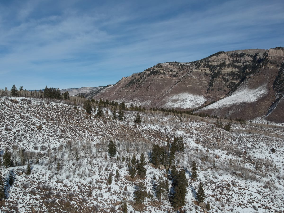 Snow-dusted mountain range