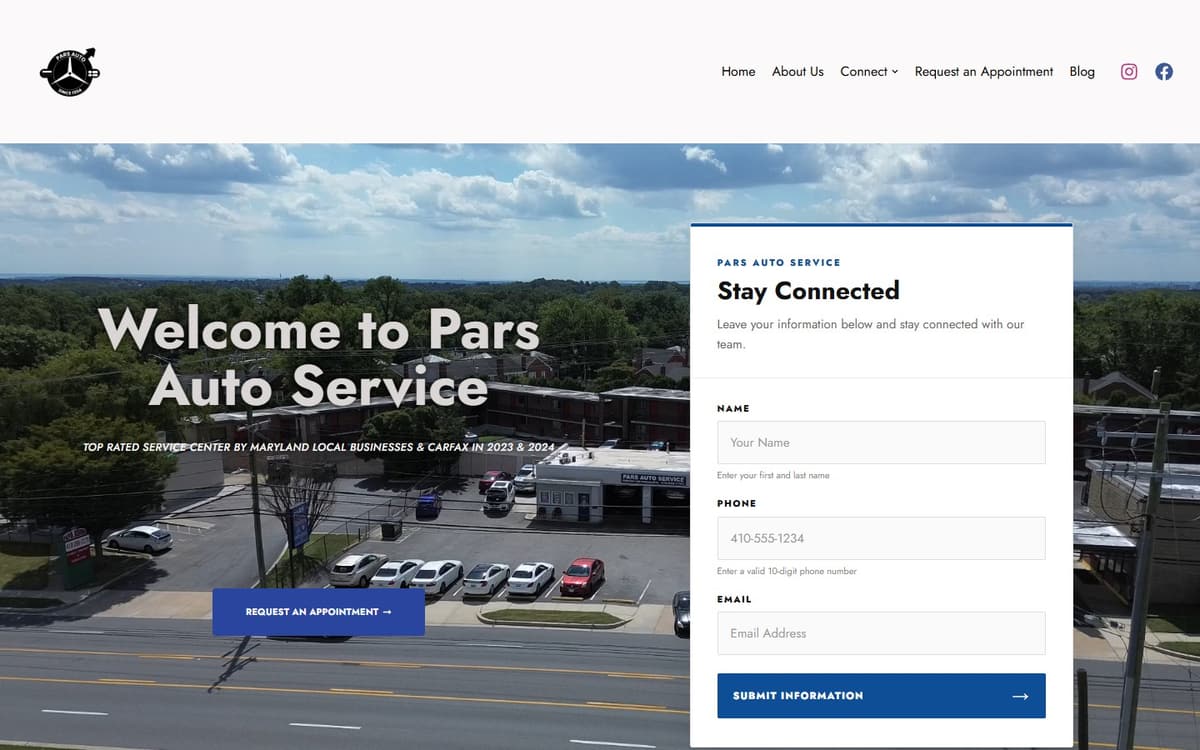 Pars Auto Service website
