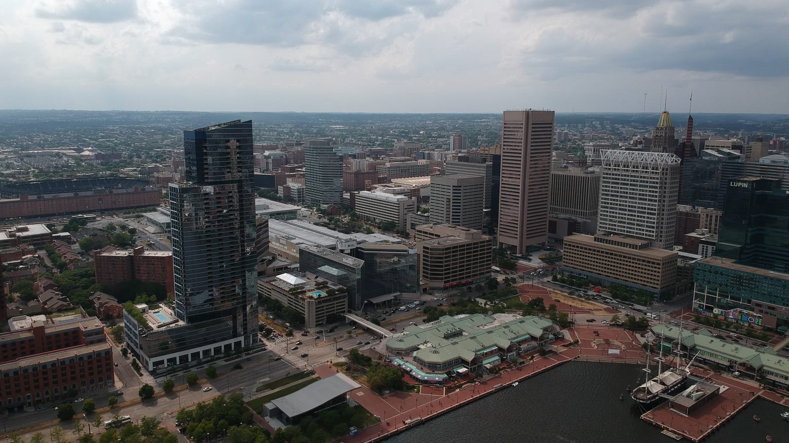 Aerial view of Baltimore Inner Harbor